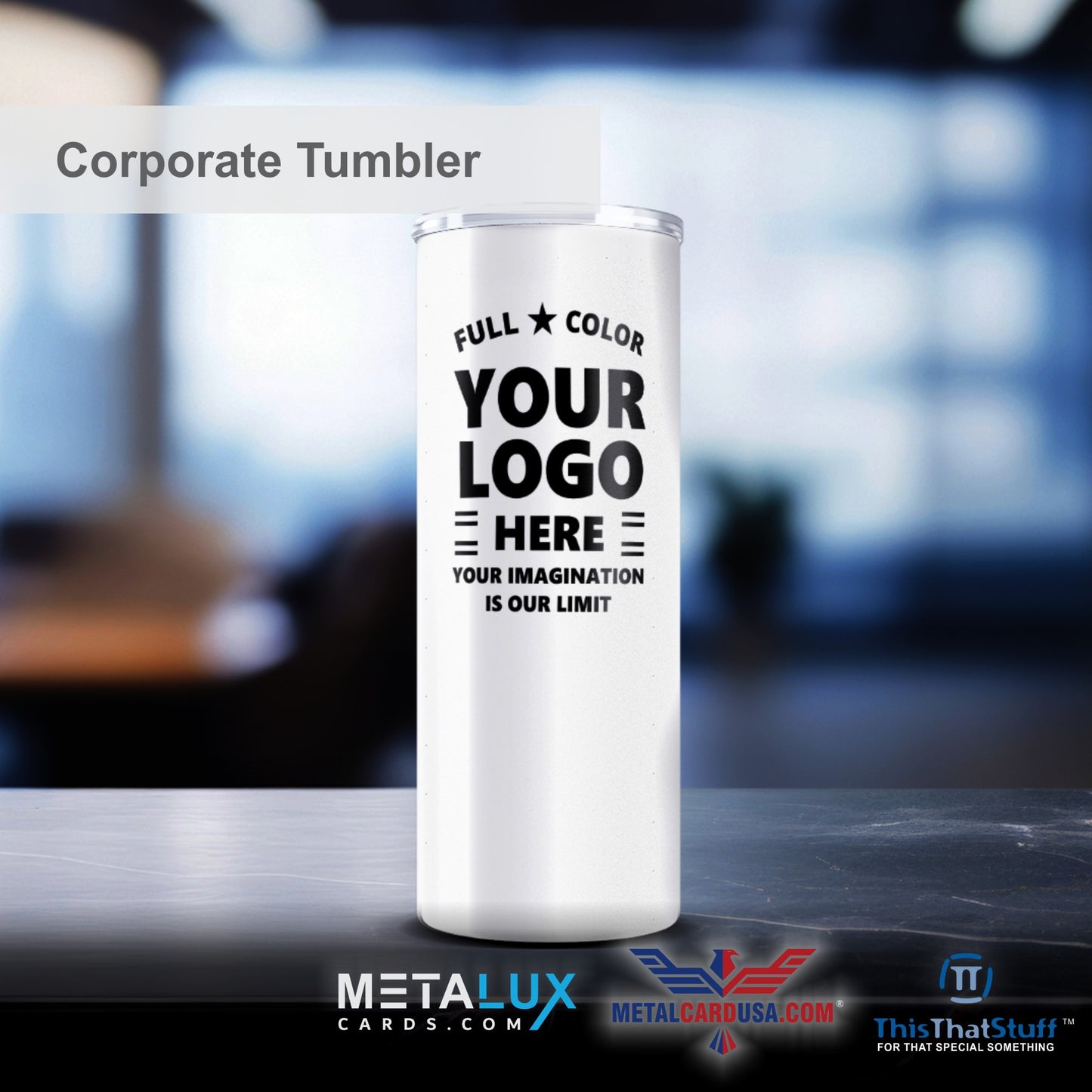 Custom Printed Straight Tumbler - 20 oz / 590 ml - Insulated double walled Stainless Steel
