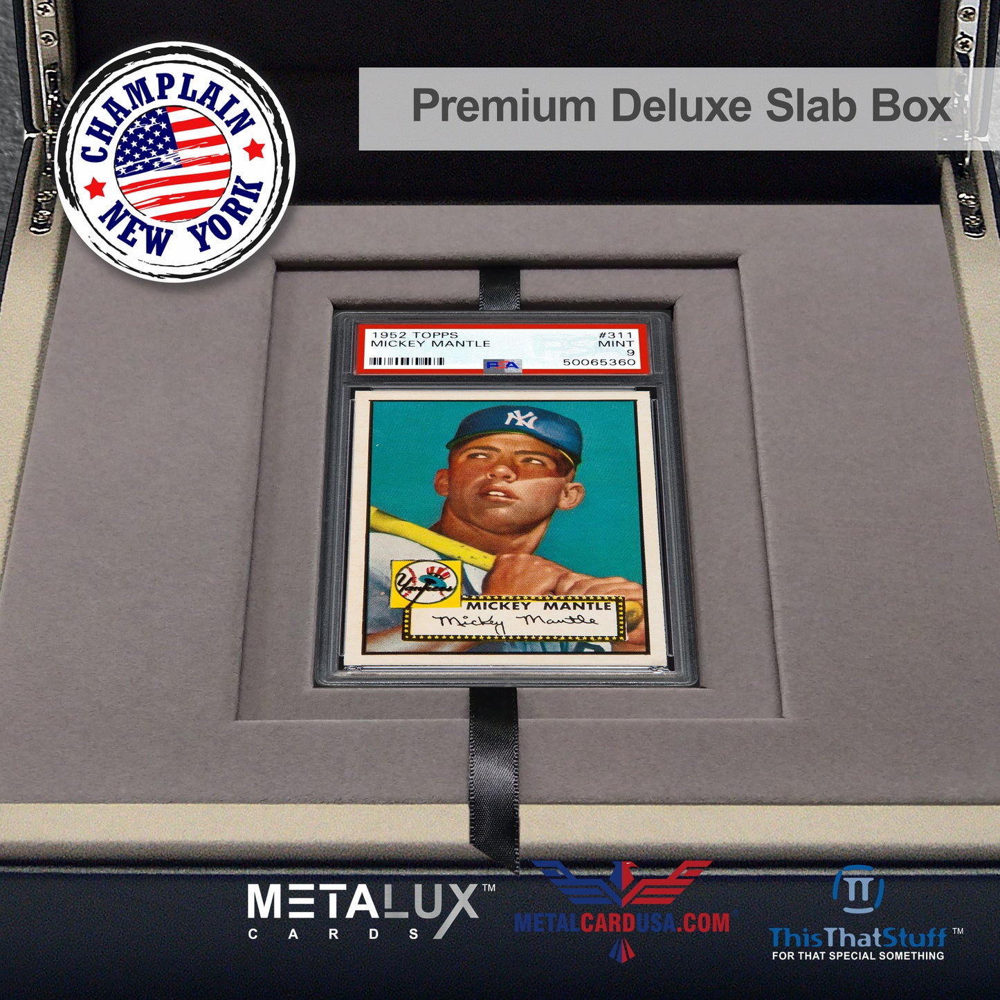 PREMIUM Deluxe PSA Graded Slab Box Card Holder - Magnetic Cover - Luxurious Velour Interior with Sleeve - Holds Graded Collector's Cards