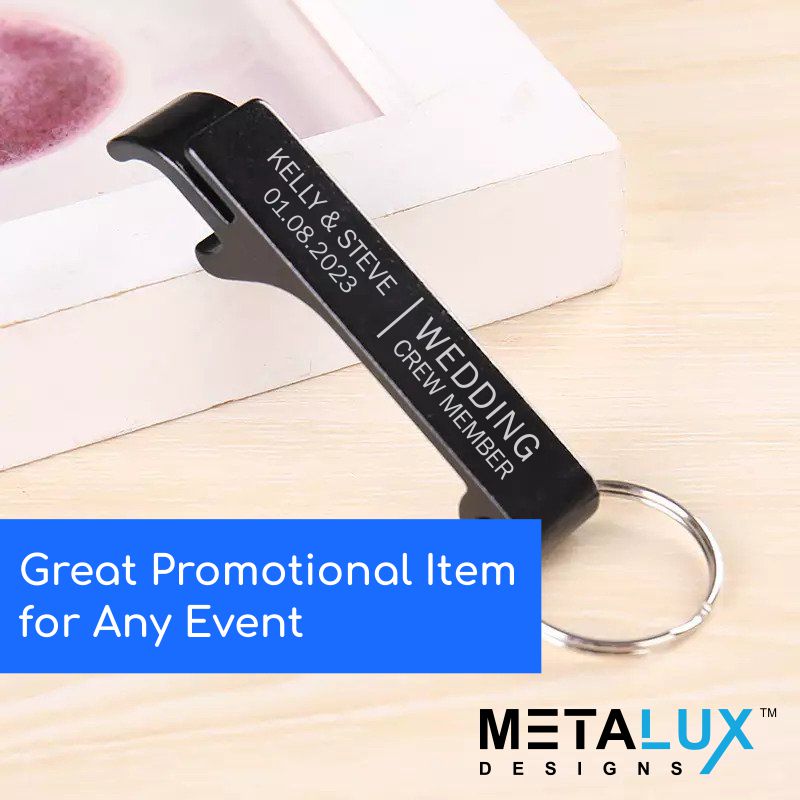 Quality Bottle Opener Keychain - Anodized Aluminum - Custom Engraved