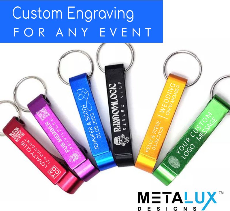Quality Bottle Opener Keychain - Anodized Aluminum - Custom Engraved