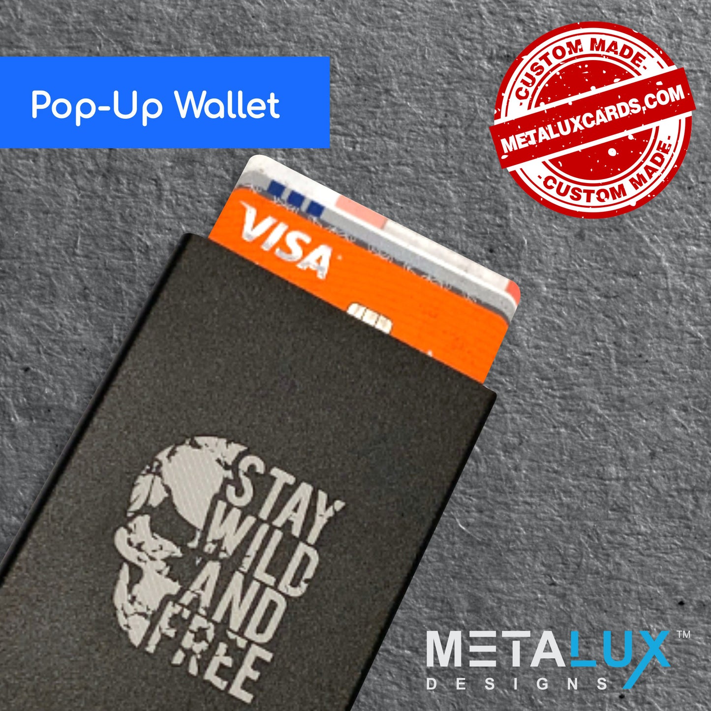 Pop-up Wallet - Aluminum | RFID Secure - Custom Engraved with any Design