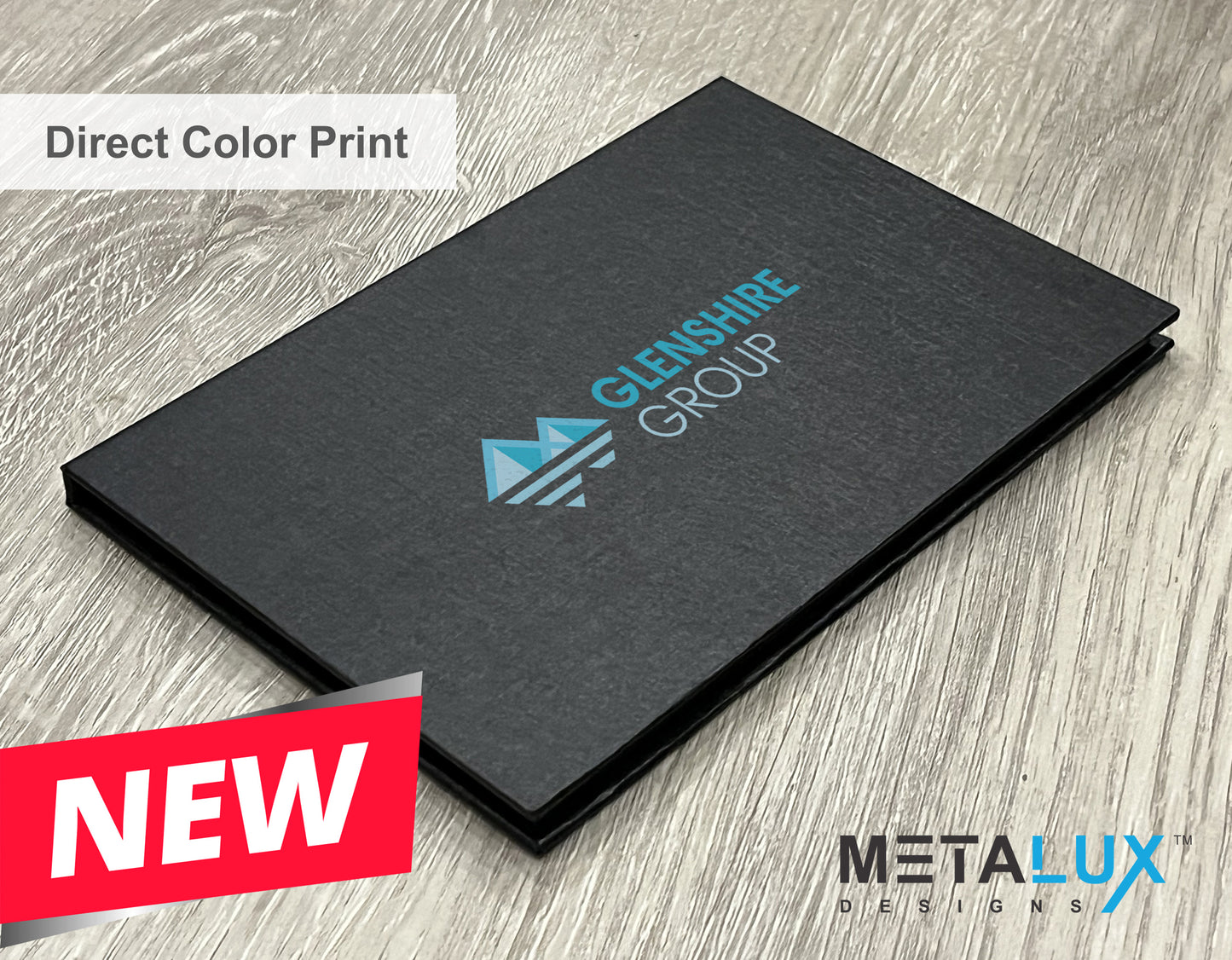 Executive Slim Card Case. Black linen finish with matte lamination ready for your custom logo or message.