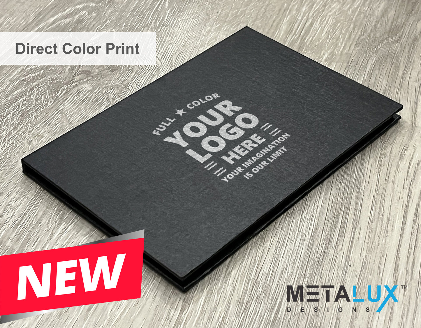 Executive Slim Card Case. Black linen finish with matte lamination ready for your custom logo or message.