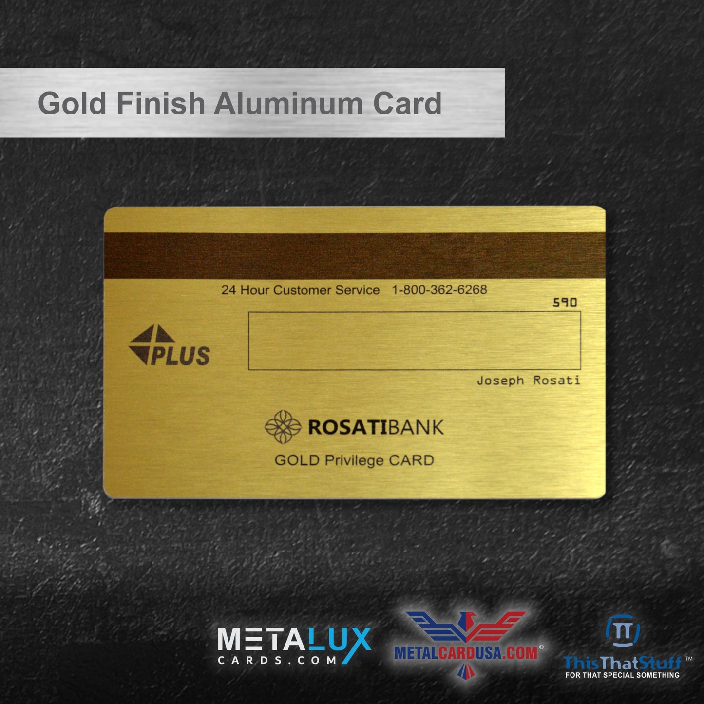 Custom Printed Gold Finish AluSwiss Metal Cards | Credit Card Sized | Aluminum for Membership Cards, Business Cards and Invitations