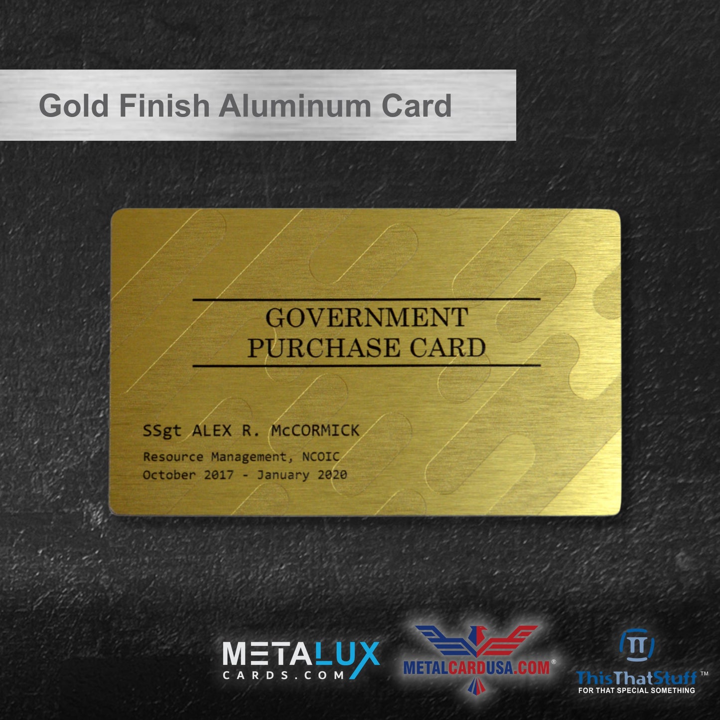 Custom Printed Gold Finish AluSwiss Metal Cards | Credit Card Sized | Aluminum for Membership Cards, Business Cards and Invitations