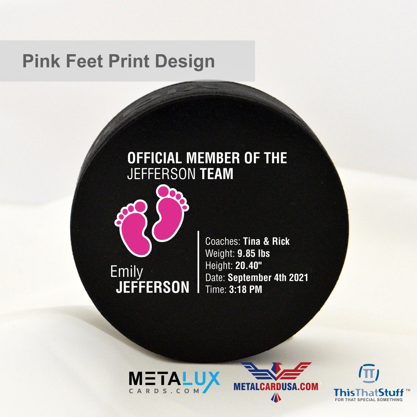 Personalized Newborn Baby Custom Official Hockey Puck | Birth Announcement