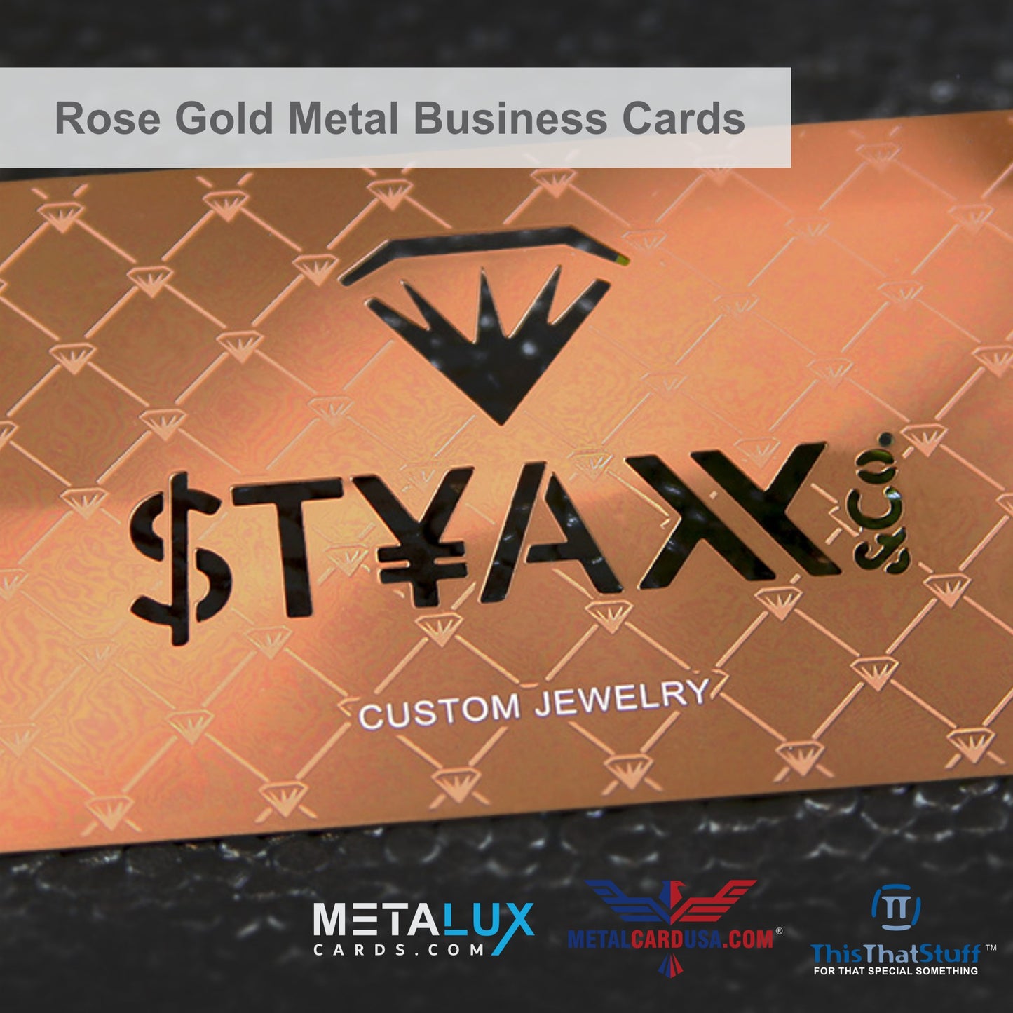 Metalux Rose Gold Metal Business Cards | Multi Color Print | Membership Cards | VIP Cards | Gift Cards | Special Events