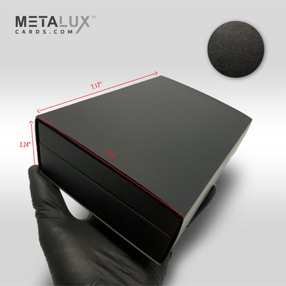 SIGNATURE Series Deluxe Box Leather Card Holder Box – Magnetic Cover – Luxurious Velour Interior – Fits Credit and Gift Cards