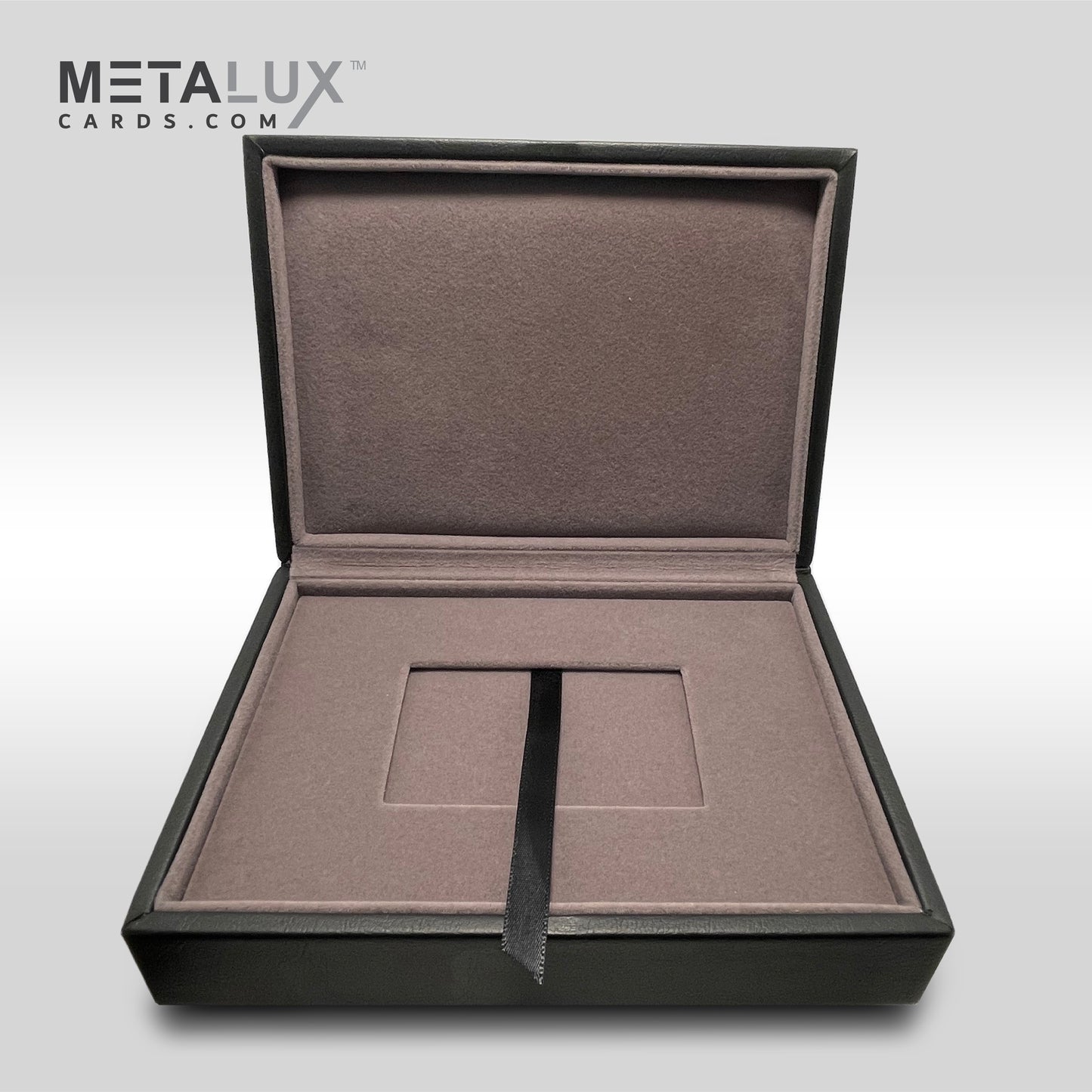 SIGNATURE Series Deluxe Box Leather Card Holder Box – Magnetic Cover – Luxurious Velour Interior – Fits Credit and Gift Cards