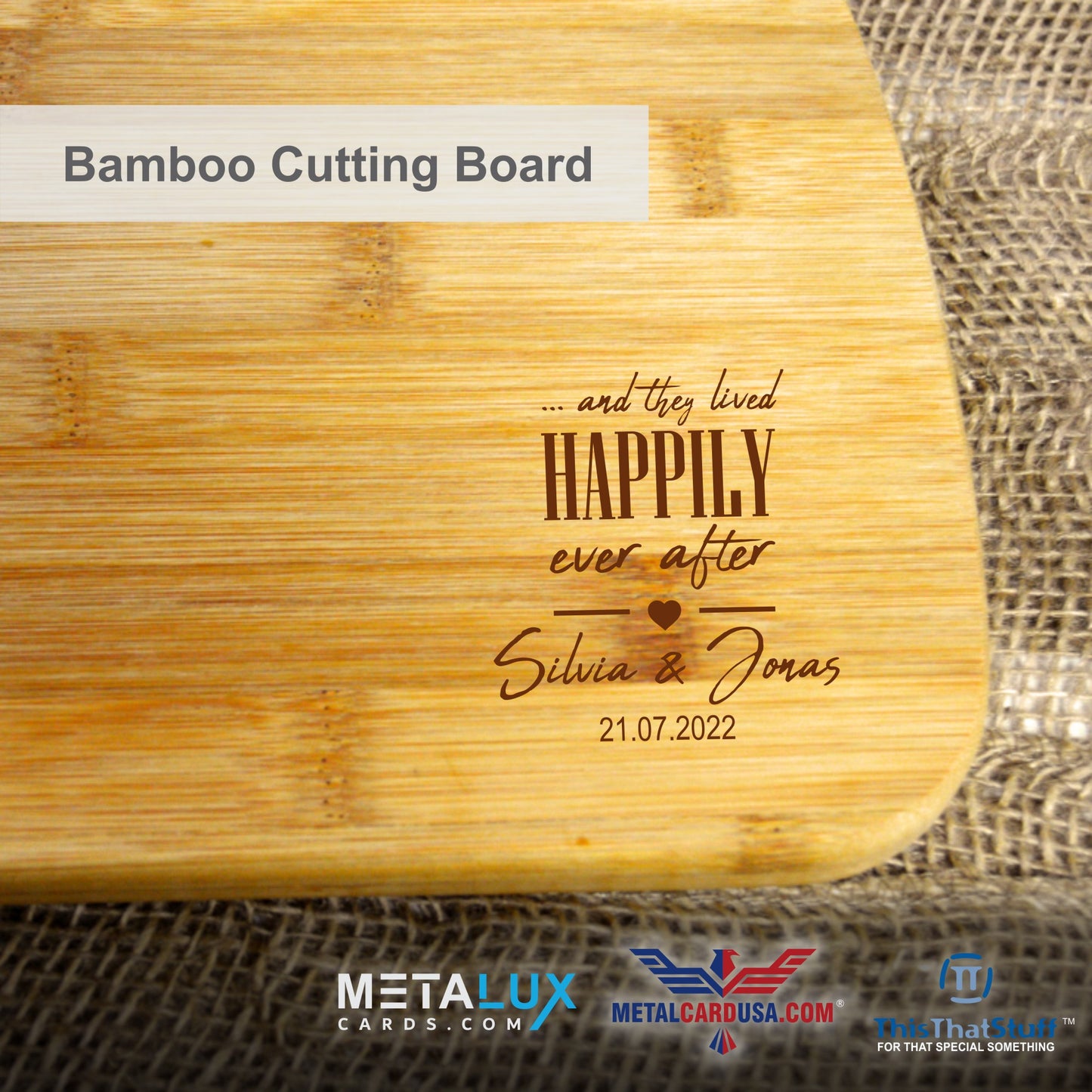 Custom Bamboo Cutting Board | Couple, Family, Wedding, Birthday, Home Sweet Home | Engraved directly on bamboo - Comes in two sizes
