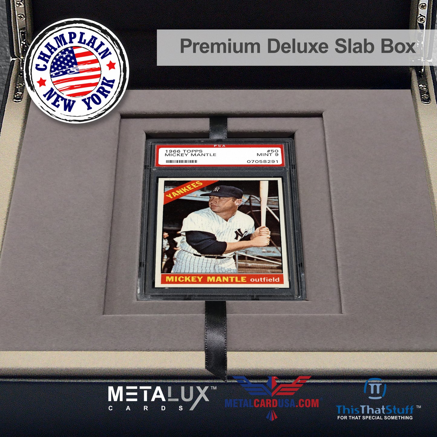 PREMIUM Deluxe PSA Graded Slab Box Card Holder - Magnetic Cover - Luxurious Velour Interior with Sleeve - Holds Graded Collector's Cards