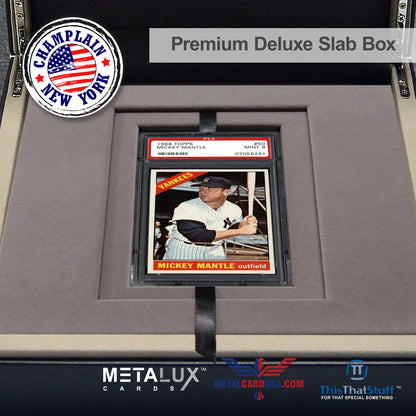 PREMIUM Deluxe PSA Graded Slab Box Card Holder - Magnetic Cover - Luxurious Velour Interior with Sleeve - Holds Graded Collector's Cards