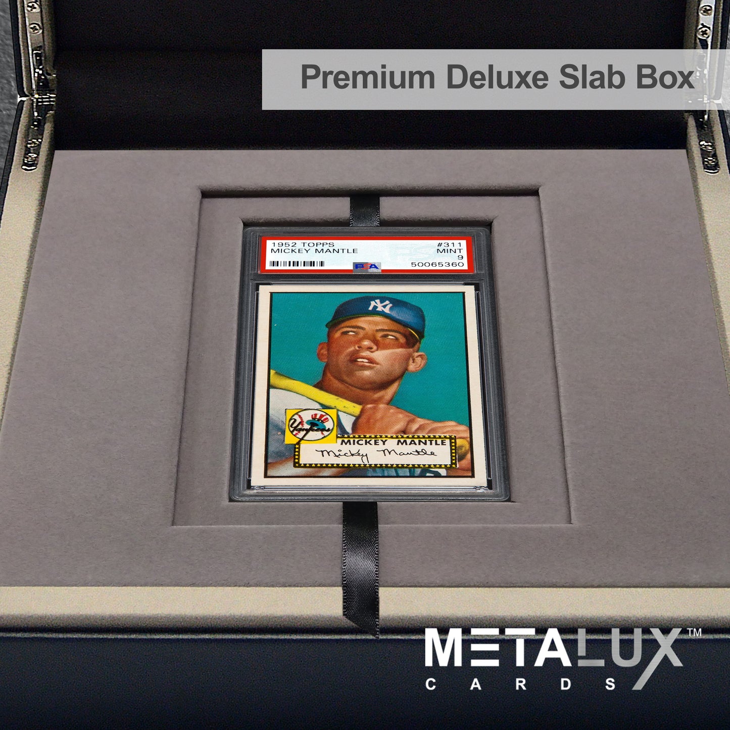 PREMIUM Deluxe PSA Graded Slab Box Card Holder - Magnetic Cover - Luxurious Velour Interior with Sleeve - Holds Graded Collector's Cards