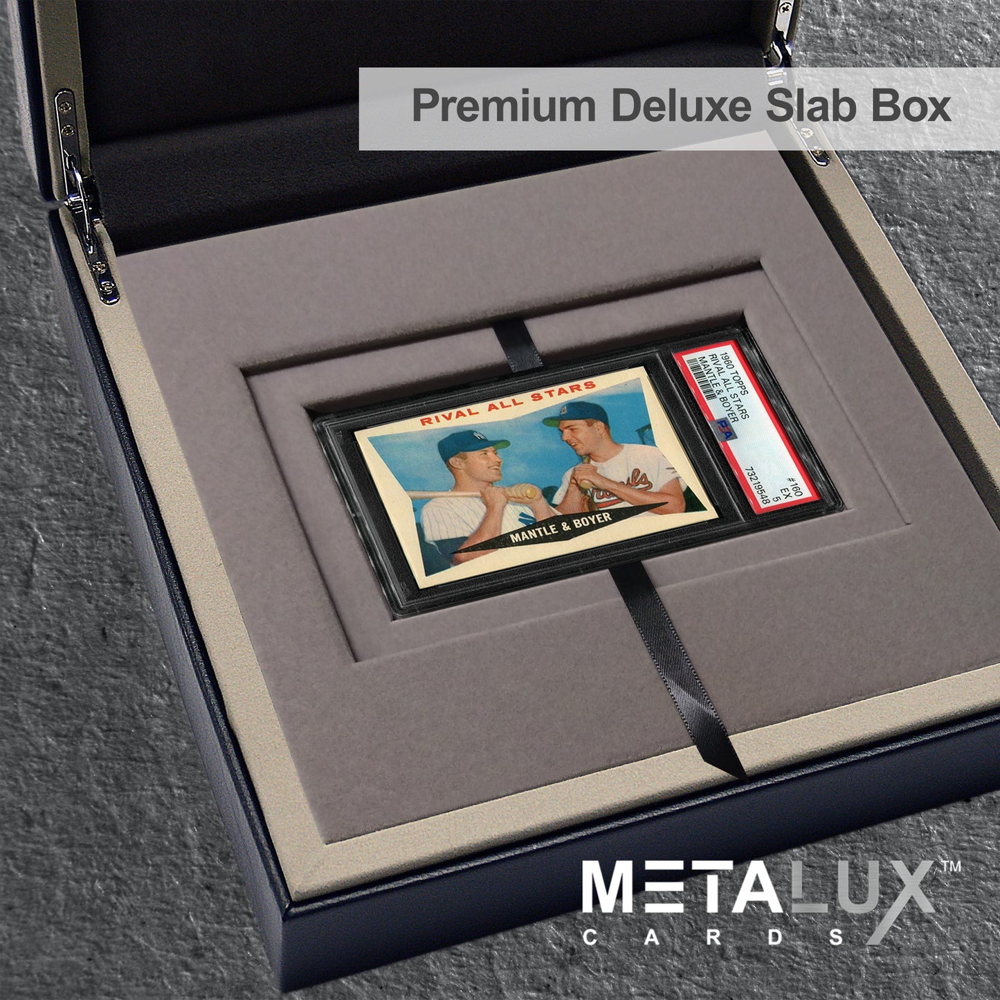 PREMIUM Deluxe PSA Graded Slab Box Card Holder - Magnetic Cover - Luxurious Velour Interior with Sleeve - Holds Graded Collector's Cards