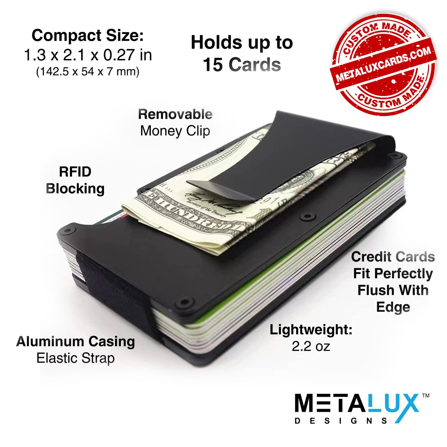 Personalized Custom Wallet - The Wallet Redefined - Aluminum Wallet with Money Clip RFID Secure - Custom Engraved with any Design