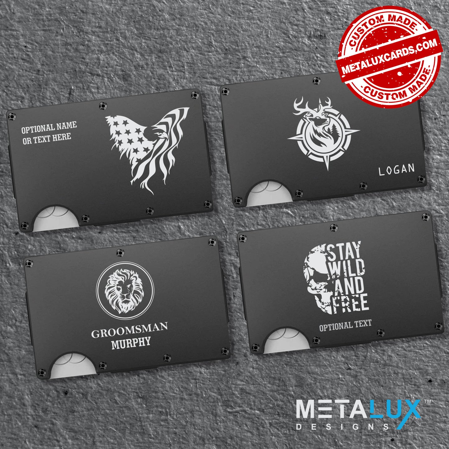 Personalized Custom Wallet - The Wallet Redefined - Aluminum Wallet with Money Clip RFID Secure - Custom Engraved with any Design