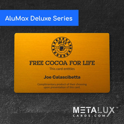 Custom Printed or Engraved Custom Metal Cards | THICK .8mm Anodized Aluminum for Business Cards | Memberships | VIP | Club | AluMax Series