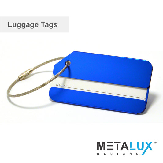 Custom Engraved Aluminum Metal Luggage Tags, Suitcase Labels with Name ID Cards and Stainless Steel Loops for Travel Flight