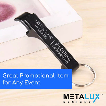 Quality Bottle Opener Keychain - Anodized Aluminum - Custom Engraved