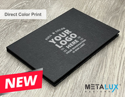 Executive Slim Card Case. Black linen finish with matte lamination ready for your custom logo or message.