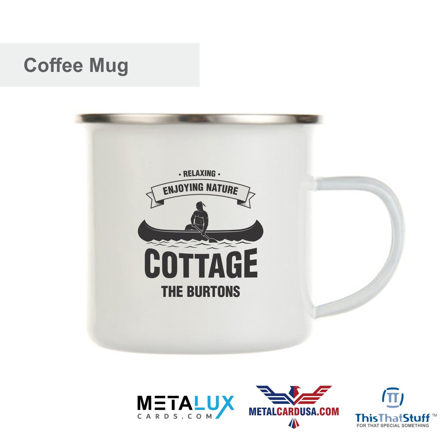 Custom Printed Metal Enamel Coffee Mug | Cottage Designs