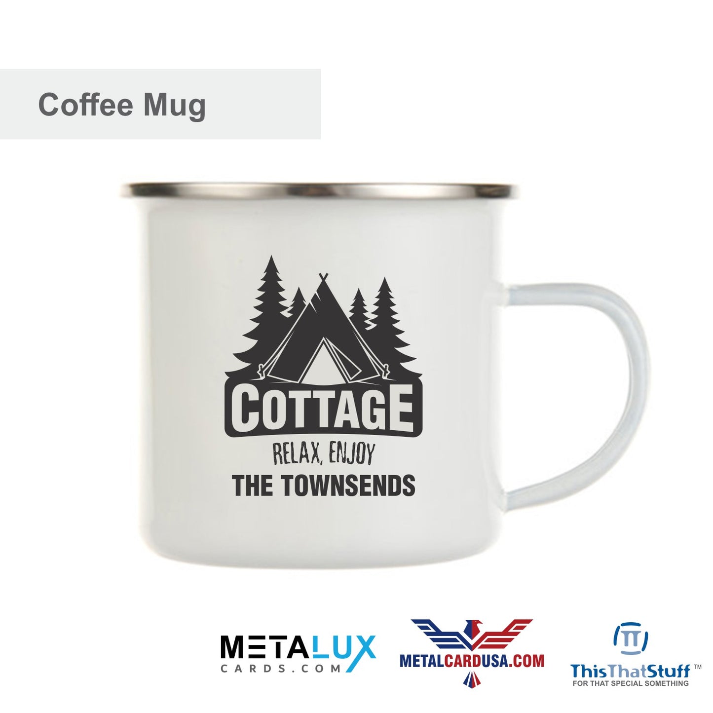 Custom Printed Metal Enamel Coffee Mug | Cottage Designs
