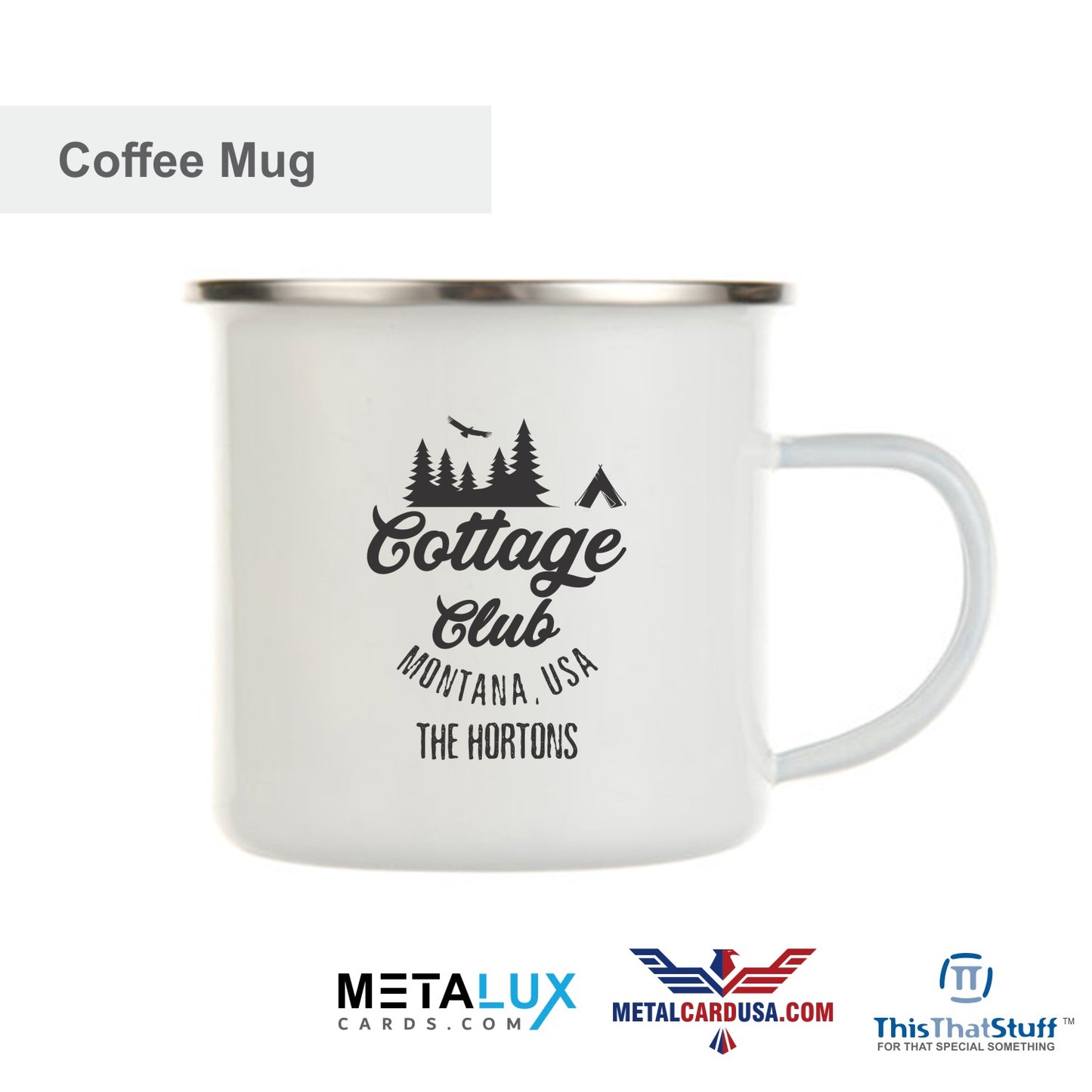 Custom Printed Metal Enamel Coffee Mug | Cottage Designs
