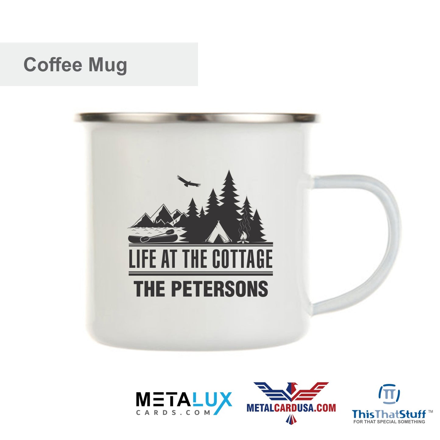 Custom Printed Metal Enamel Coffee Mug | Cottage Designs