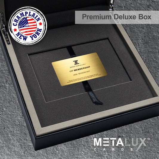 PREMIUM Deluxe Leather Box Card Holder - Magnetic Cover - Luxurious Velvet Interior with Sleeve - Holds Credit Card and Gift Size Cards