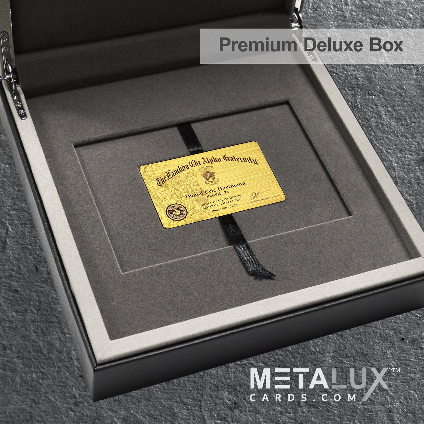PREMIUM Deluxe Leather Box Card Holder - Magnetic Cover - Luxurious Velvet Interior with Sleeve - Holds Credit Card and Gift Size Cards