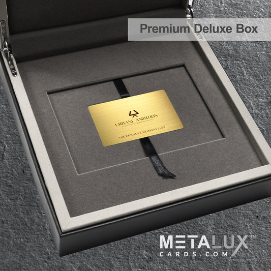 PREMIUM Deluxe Leather Box Card Holder - Magnetic Cover - Luxurious Velvet Interior with Sleeve - Holds Credit Card and Gift Size Cards