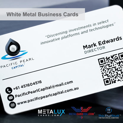 Metalux White Metal Business Cards | Multi Color Print | Membership Cards | VIP Cards | Gift Cards | Special Events