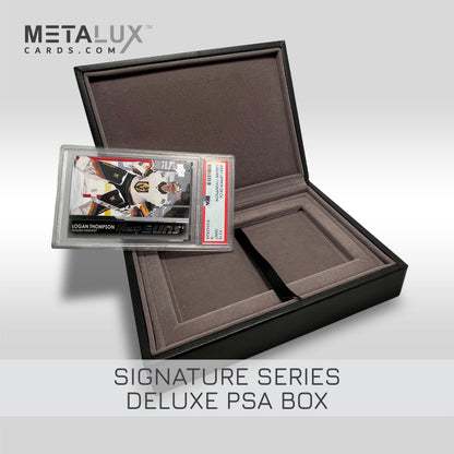 SIGNATURE Series Deluxe PSA Card Display Box – Magnetic Cover – Premium Leather Finish – Luxurious Velour Interior – Designed for PSA Graded Cards