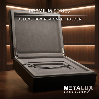 PREMIUM Deluxe PSA Graded Slab Box Card Holder - Magnetic Cover - Luxurious Velour Interior with Sleeve - Holds Graded Collector's Cards