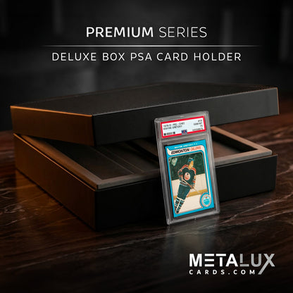 PREMIUM Deluxe PSA Graded Slab Box Card Holder - Magnetic Cover - Luxurious Velour Interior with Sleeve - Holds Graded Collector's Cards