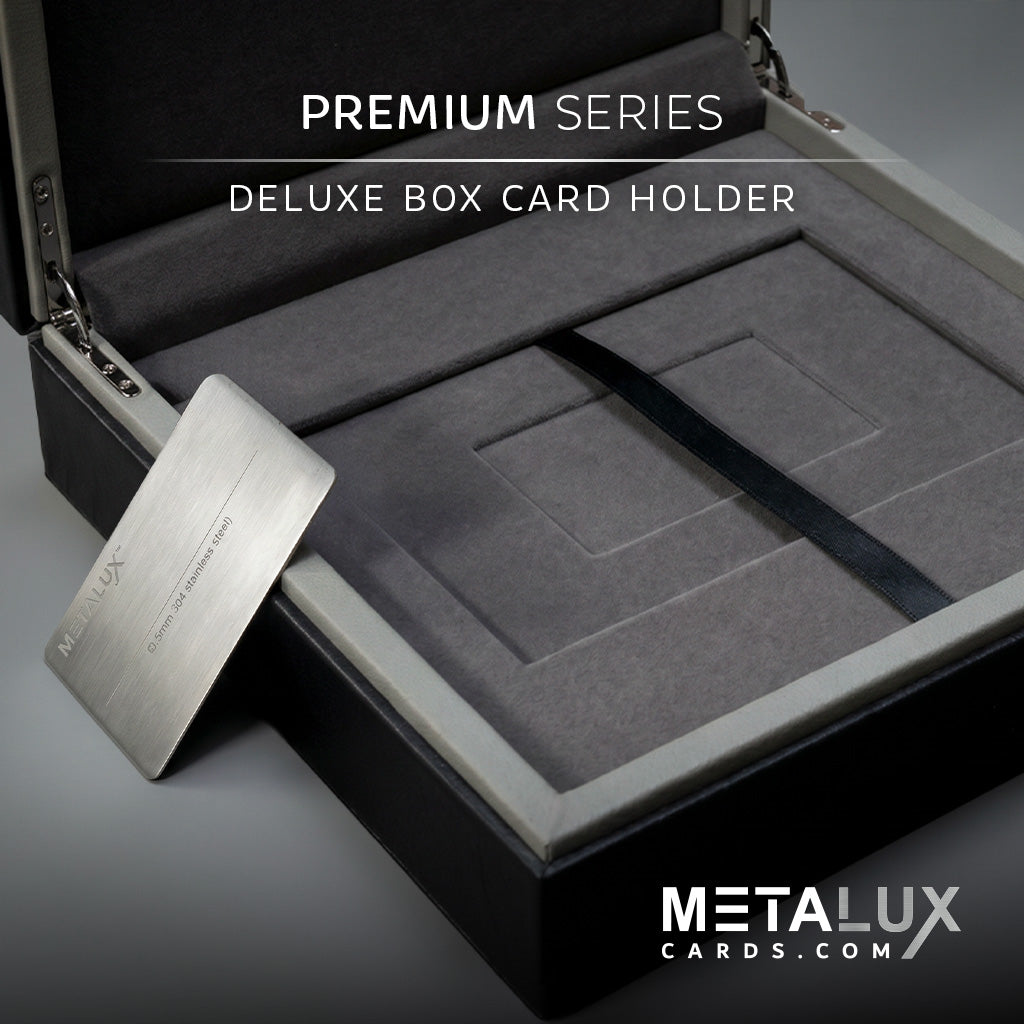 PREMIUM Deluxe Leather Box Card Holder - Magnetic Cover - Luxurious Velvet Interior with Sleeve - Holds Credit Card and Gift Size Cards