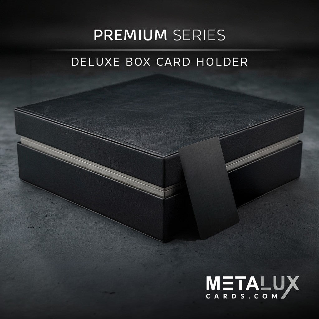 PREMIUM Deluxe Leather Box Card Holder - Magnetic Cover - Luxurious Velvet  Interior with Sleeve