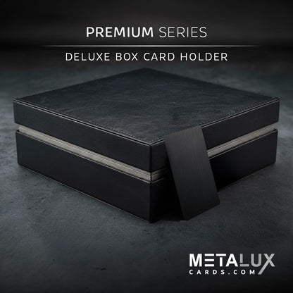 PREMIUM Deluxe Leather Box Card Holder - Magnetic Cover - Luxurious Velvet Interior with Sleeve - Holds Credit Card and Gift Size Cards