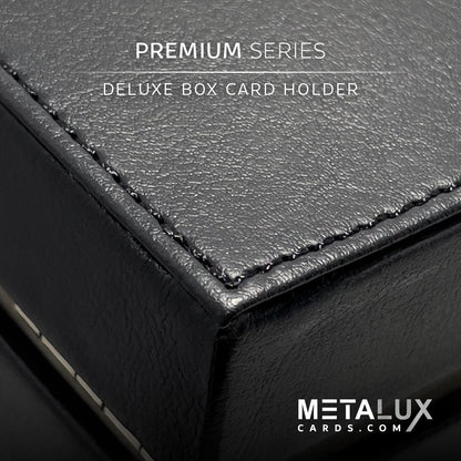 PREMIUM Deluxe Leather Box Card Holder - Magnetic Cover - Luxurious Velvet Interior with Sleeve - Holds Credit Card and Gift Size Cards