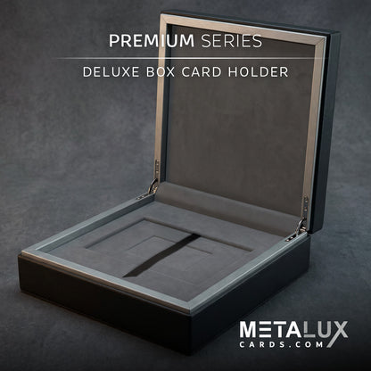 PREMIUM Deluxe Leather Box Card Holder - Magnetic Cover - Luxurious Velvet Interior with Sleeve - Holds Credit Card and Gift Size Cards