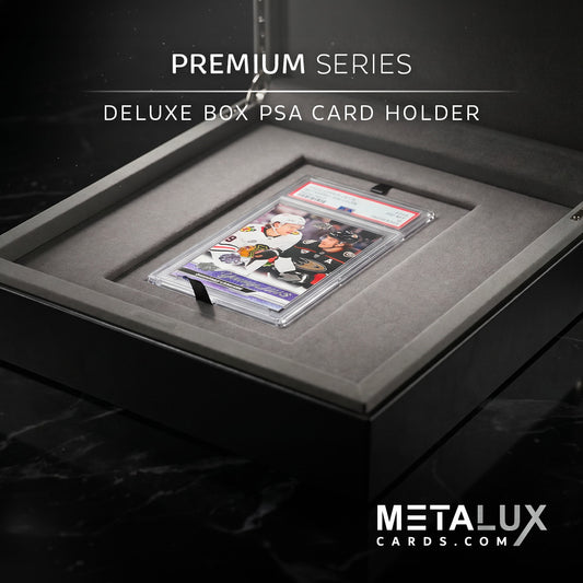 PREMIUM Deluxe PSA Graded Slab Box Card Holder - Magnetic Cover - Luxurious Velour Interior with Sleeve - Holds Graded Collector's Cards