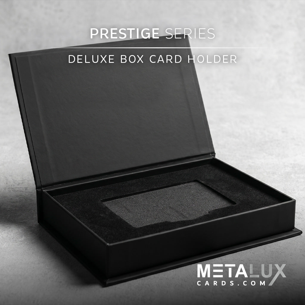 PRESTIGE Deluxe Magnetic Card Holder Box – Custom Printed Card Box with Exquisite Matte Laminated Sleeve and Velvet Interior
