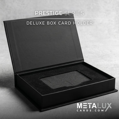 PRESTIGE Deluxe Magnetic Card Holder Box – Custom Printed Card Box with Exquisite Matte Laminated Sleeve and Velvet Interior