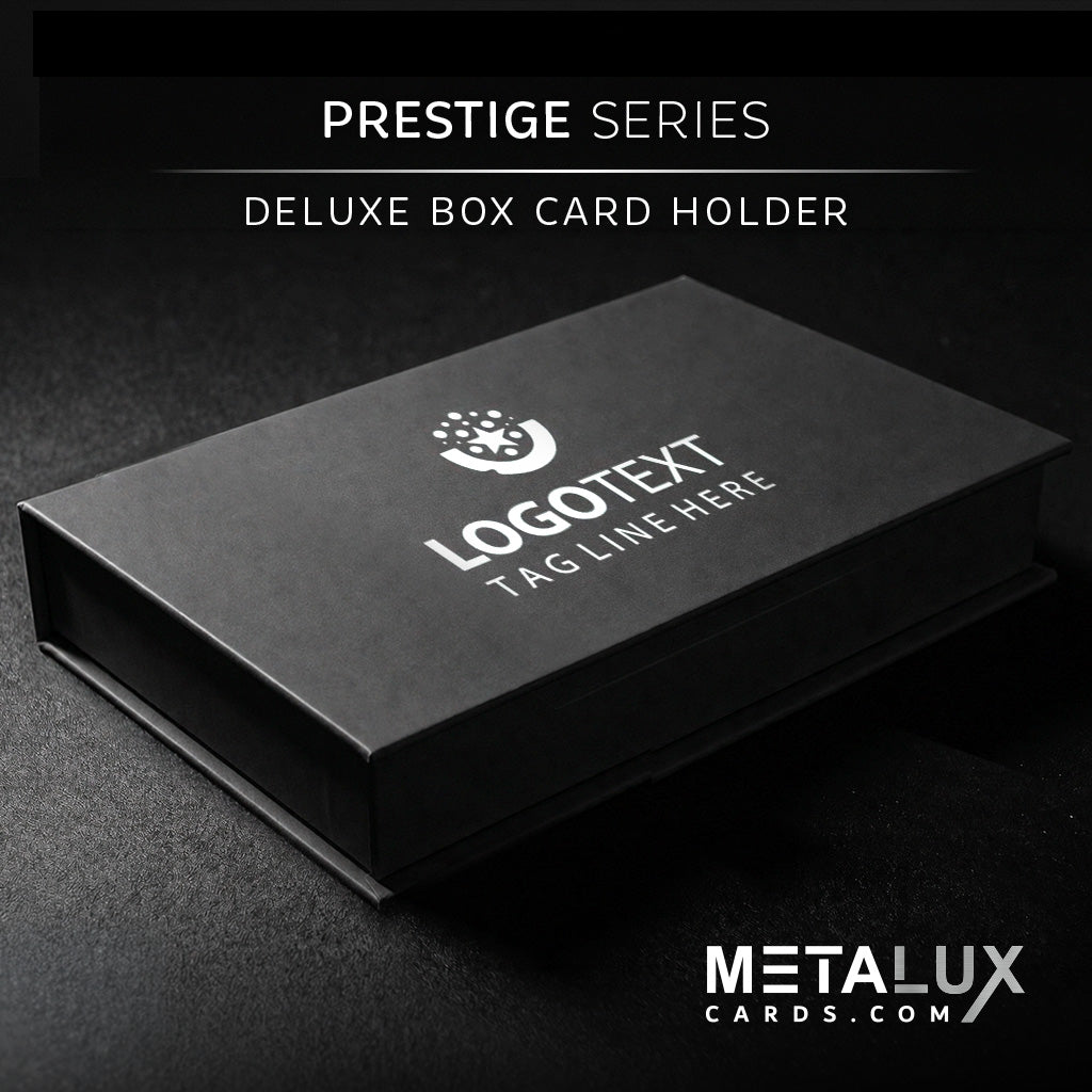 PRESTIGE Deluxe Magnetic Card Holder Box – Custom Printed Card Box with Exquisite Matte Laminated Sleeve and Velvet Interior